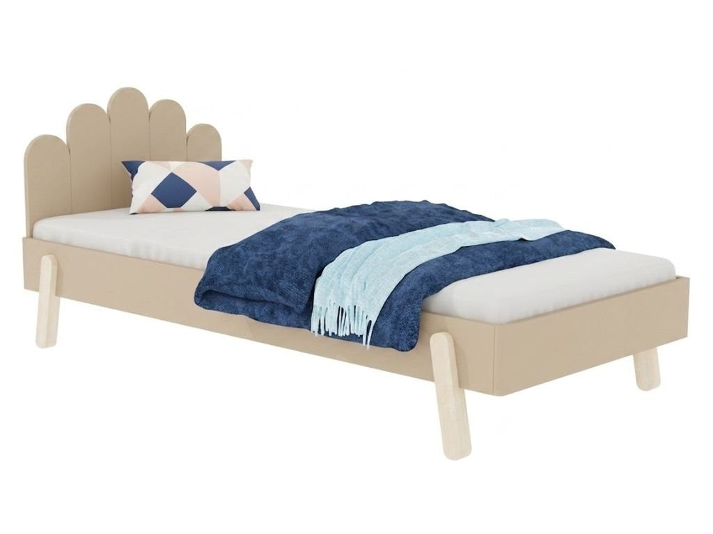 NOVA Wooden Single Bed with Arched Headboard – 90 × 200 cm