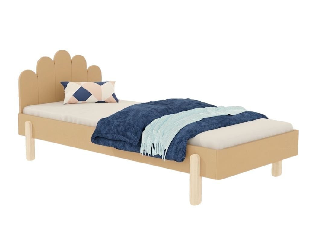NOVA Wooden Single Bed with Arched Headboard – 90 × 200 cm