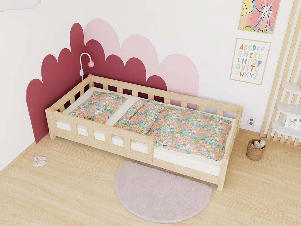PLOTTY Single Bed with Front Safety Rail – 90 cm Wide