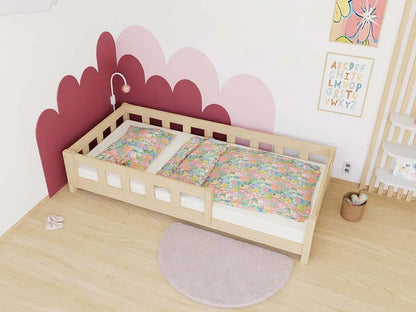PLOTTY Single Bed with Front Safety Rail – 90 cm Wide