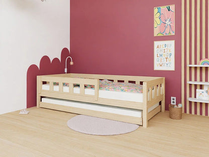 PLOTTY Single Bed with Front Safety Rail – 90 cm Wide