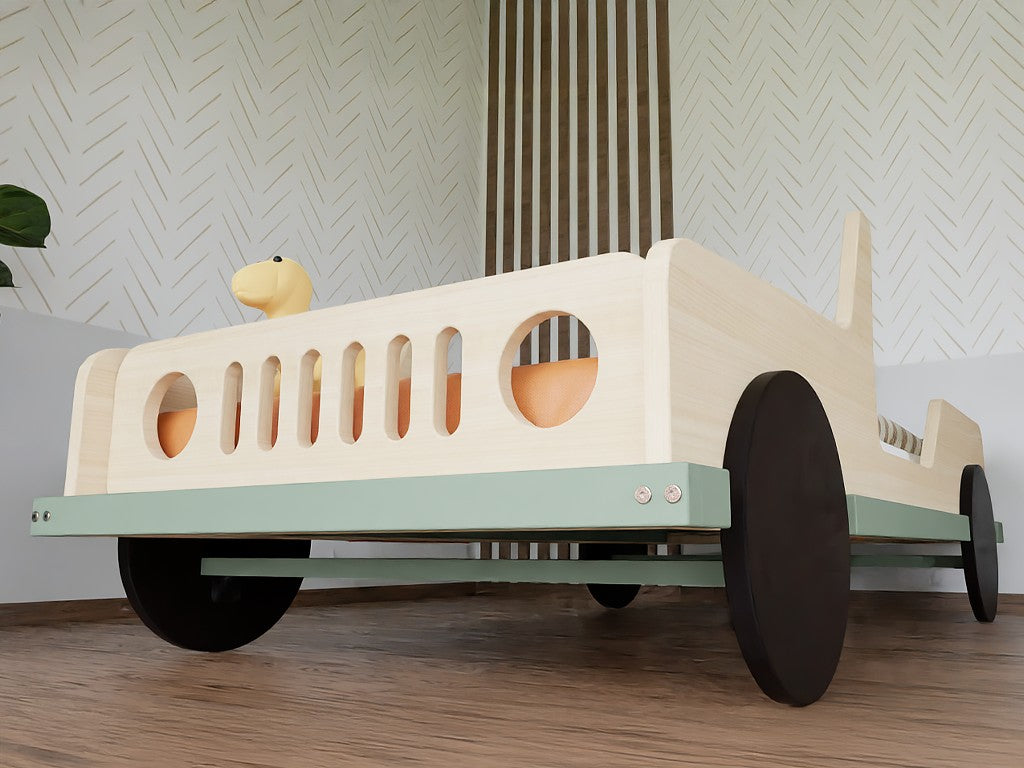 SAFARI Jeep Wooden Children’s Car Bed – 80 × 160 cm