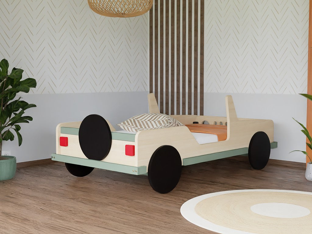 SAFARI Jeep Wooden Children’s Car Bed – 80 × 160 cm