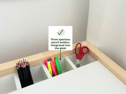 STOLLY Children’s Desk with Three Drawers and Pencil Holders
