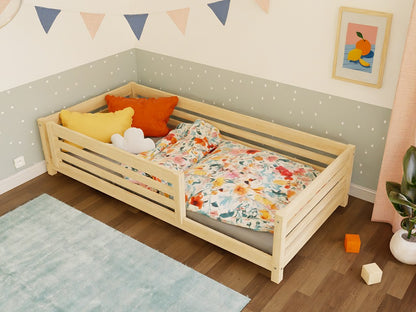 TULY Low Wooden Bed with Safety Rail – 90 cm Wide