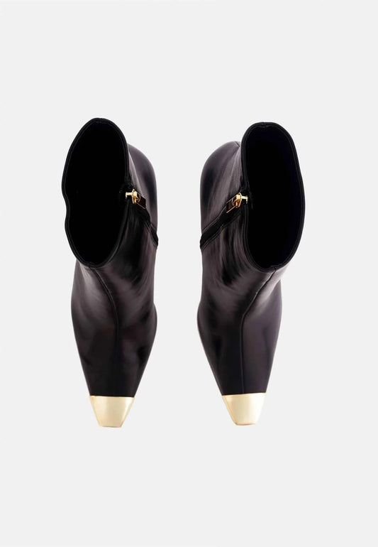 Black Calf Leather Ankle Boots Inga – 8.7cm Heeled Pointed-Toe