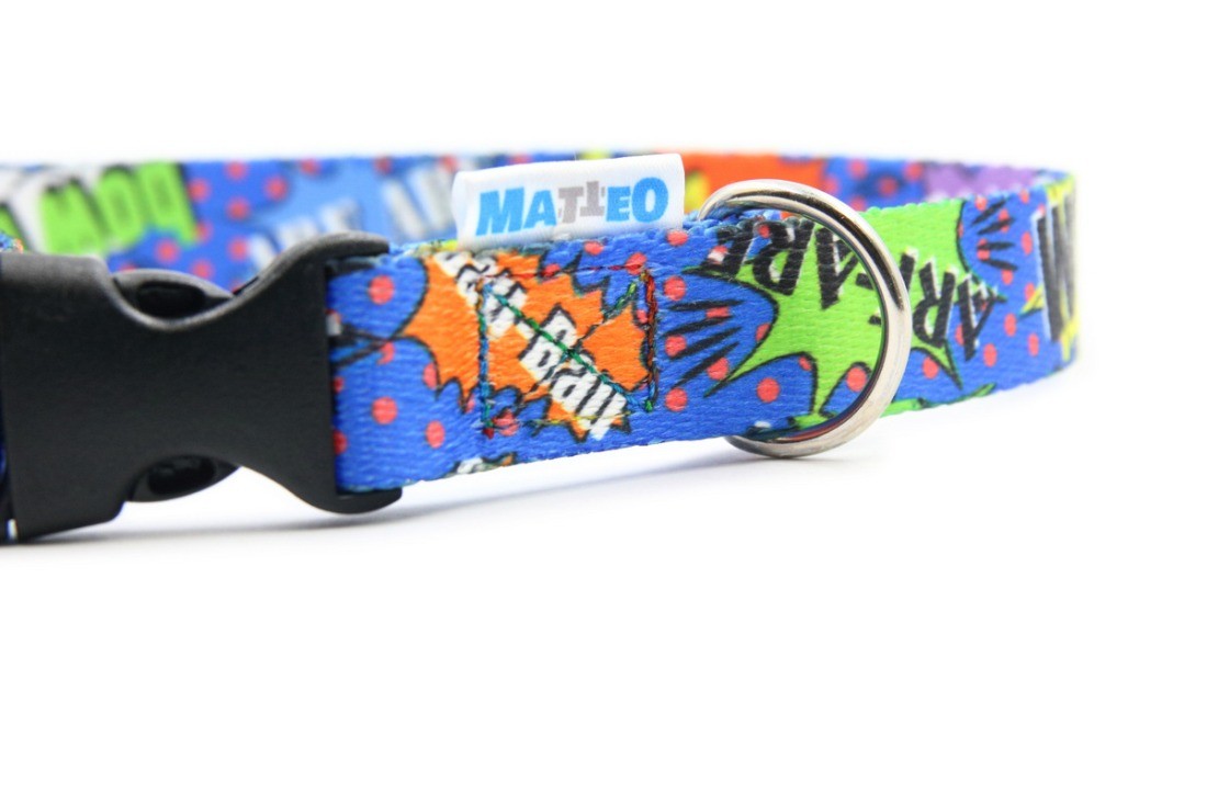 Collar With A Plastic Buckle - Blue Graffiti