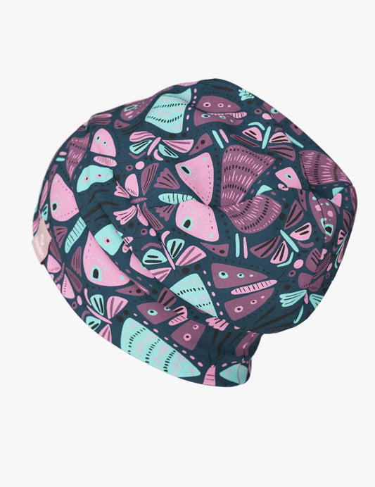 Cotton Beanie Hat With Folds DARGO - Butterflies 