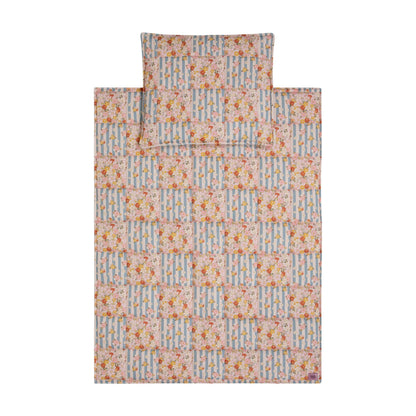 Cotton Quilted Patchwork Blanket + Pillow Set Small - Summer Garden