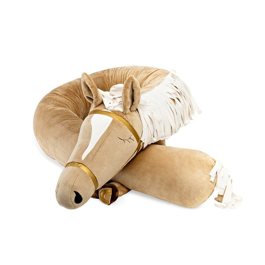 Daisy Horse Bumper Pillow – Beige with Cream Accents