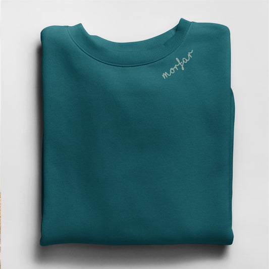 Embroidered Collar Organic Cotton Sweatshirt "Morfar" (SE)