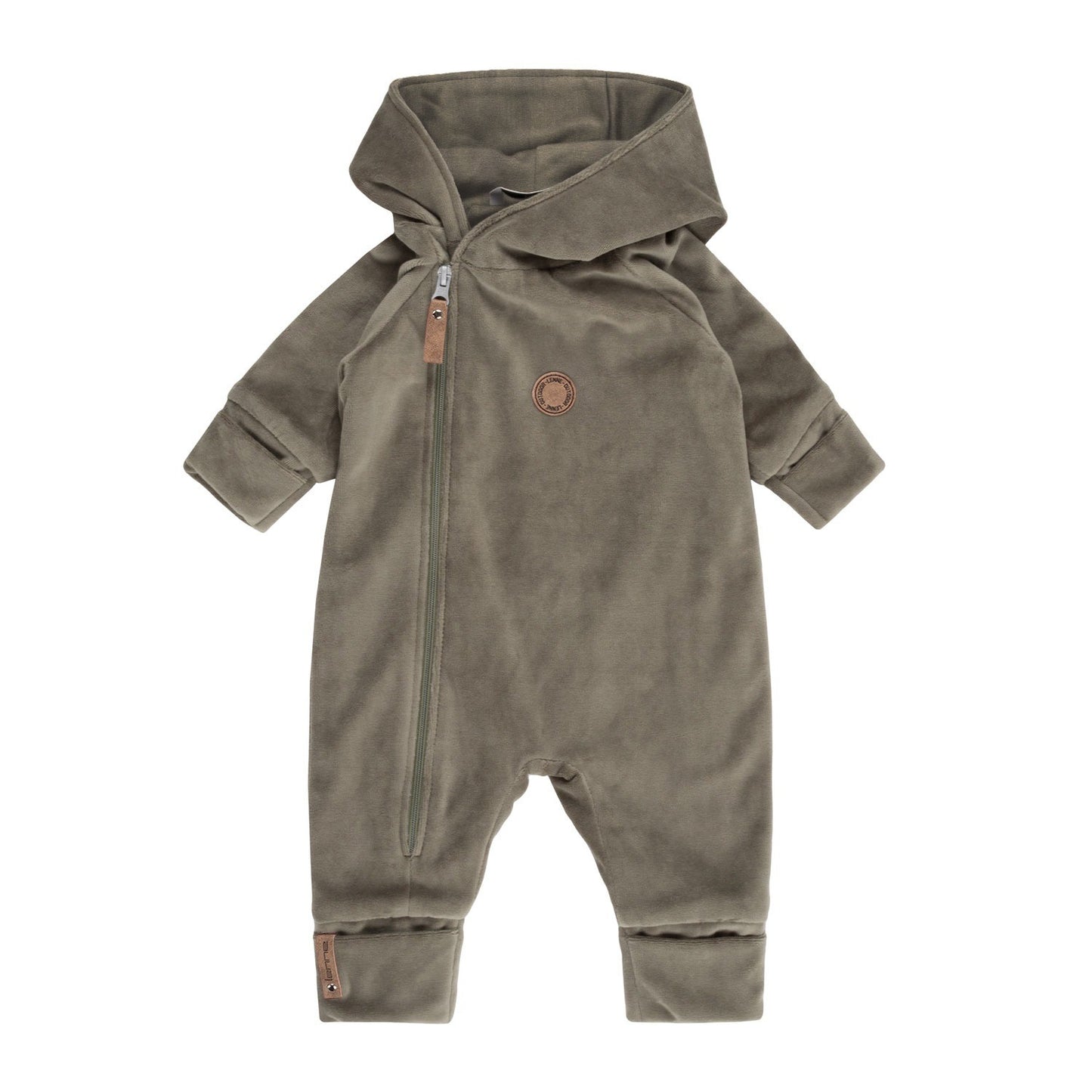 Khaki Green Velvet Baby Overall with Merino Wool Lining