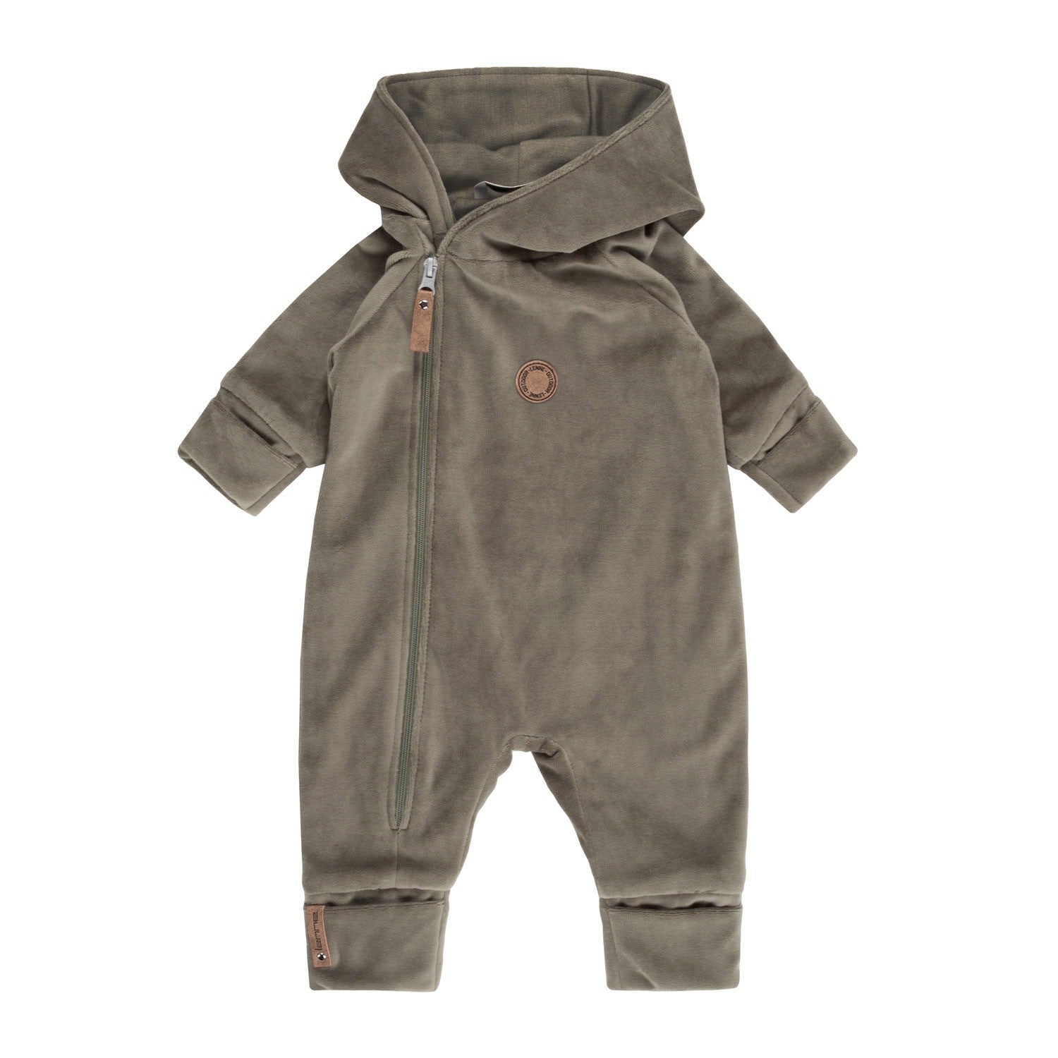 Khaki Green Velvet Baby Overall with Merino Wool Lining