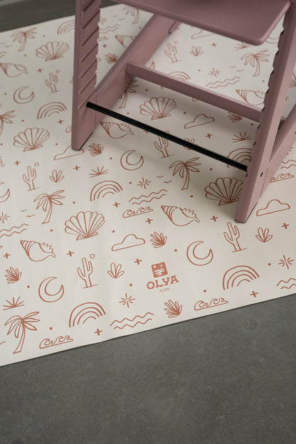 Kids Mealtime Floor Mat, Non-Slip & Waterproof - Palm Beach Terra