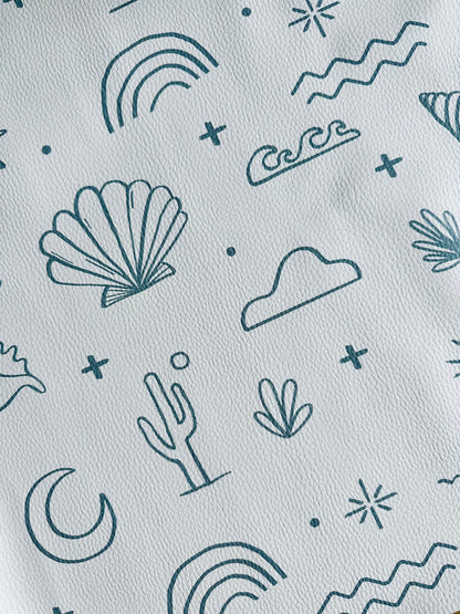 Kids Mealtime Floor Mat, Non-Slip & Waterproof - Palm Beach Azure