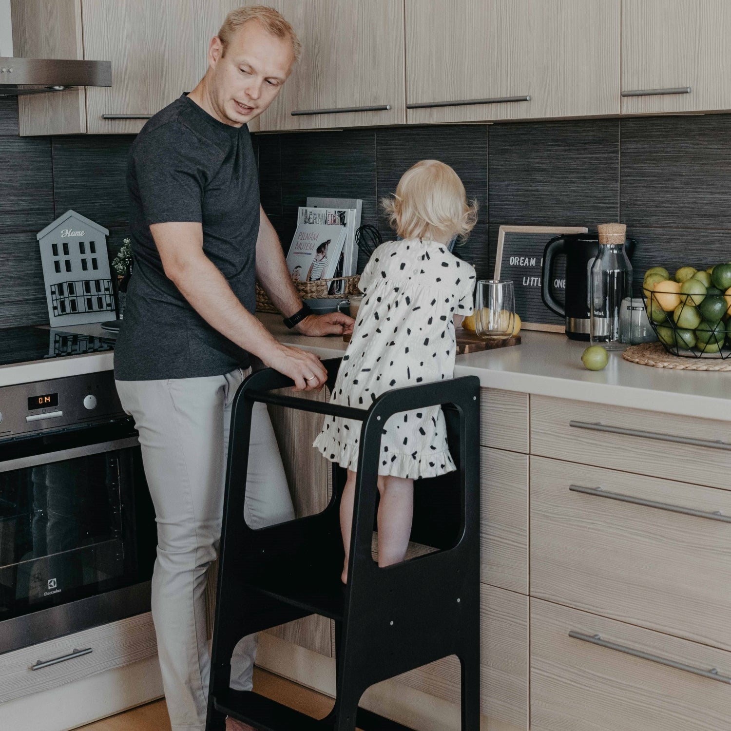 Montessori Helper Tower Step Stool / Kitchen Tower with BLACKBOARD