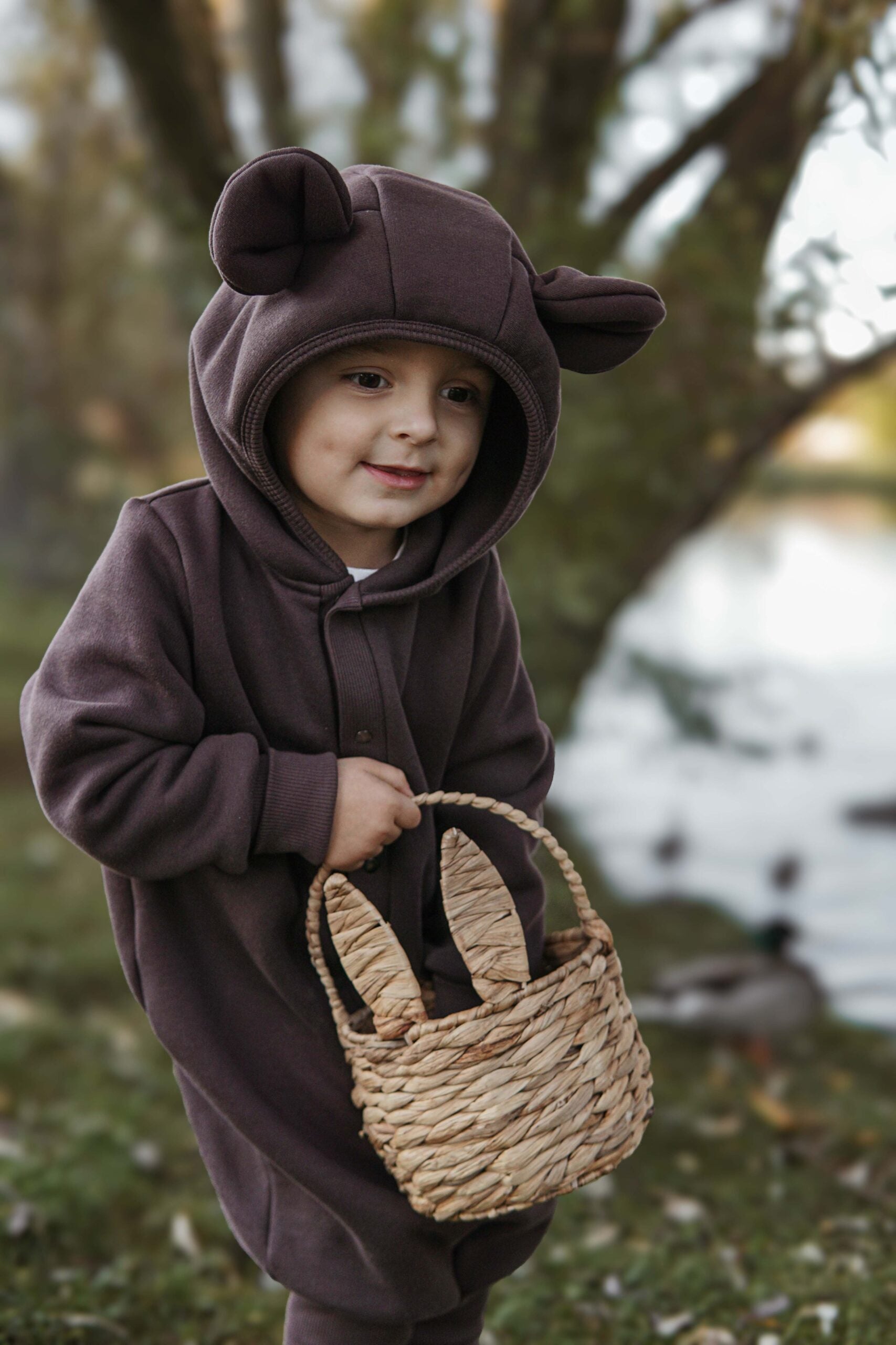 Eared Jumpsuit for Babies and Kids - Chocolate