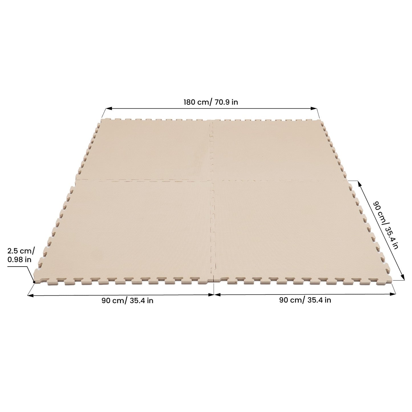 Large Foam Puzzle Mats - Beige / Dark Beige