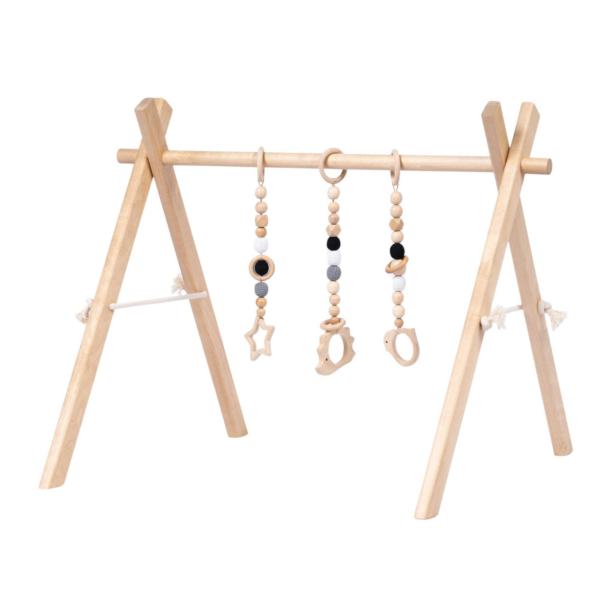 Wooden Baby Gym with Black & White Toys