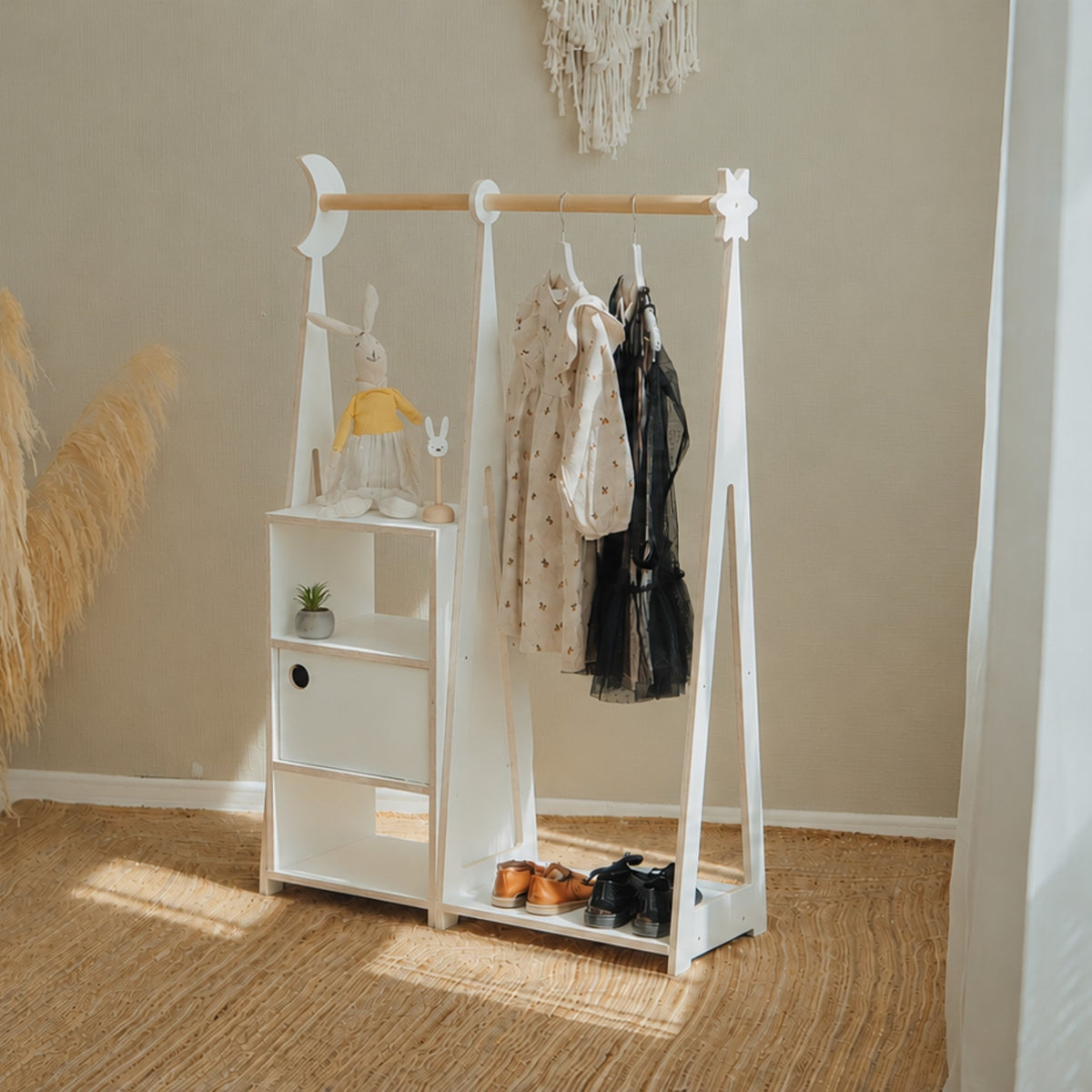 Montessori Wardrobe with Storage – White