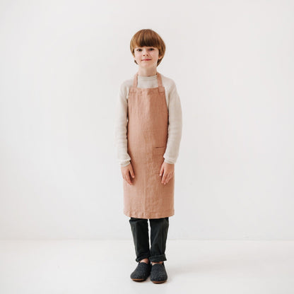 Linen Daily Apron for Kids - Cafe Creme
