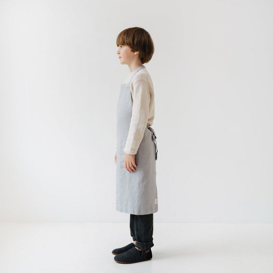 Linen Daily Apron for Kids - Light Grey
