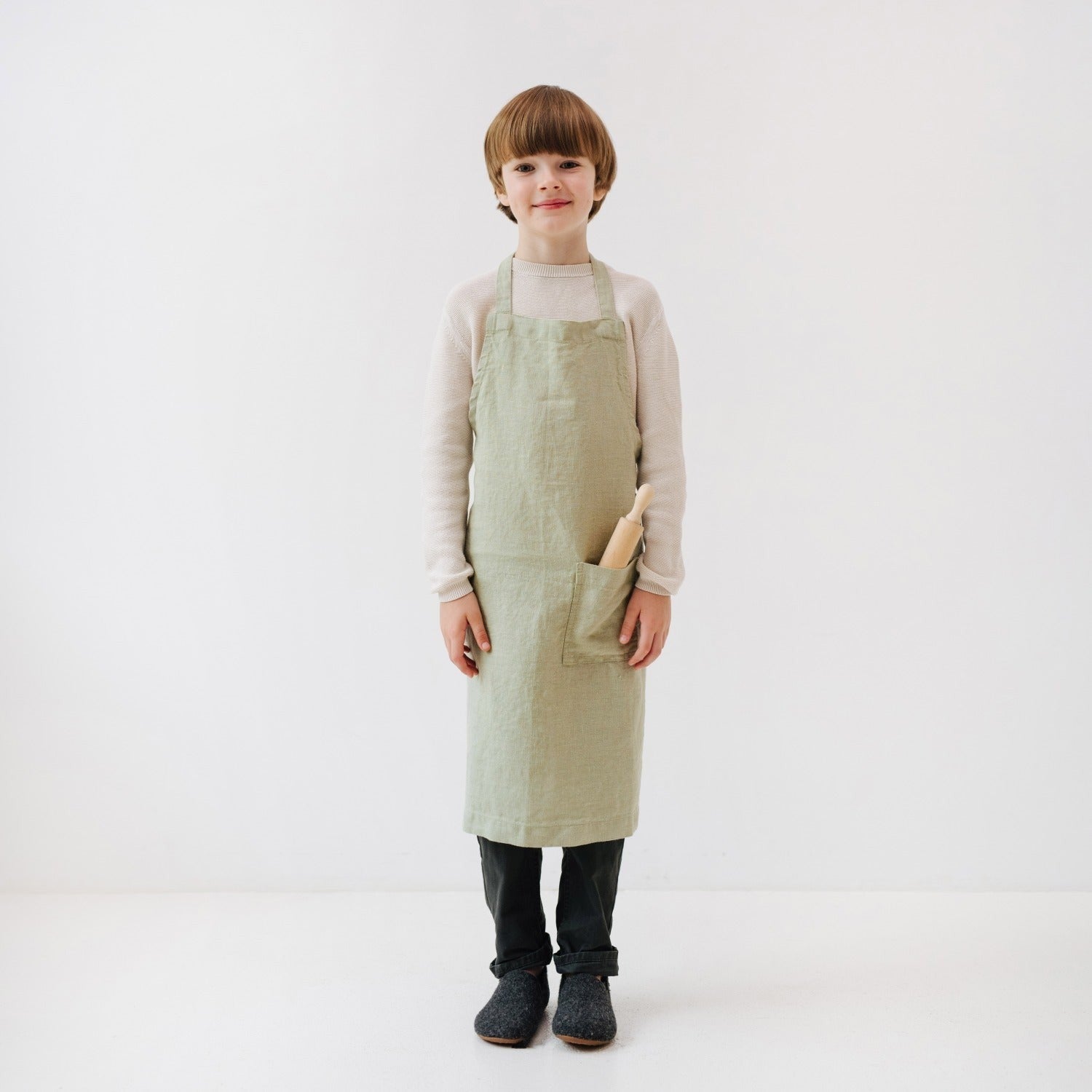 Linen Daily Apron for Kids - Sage