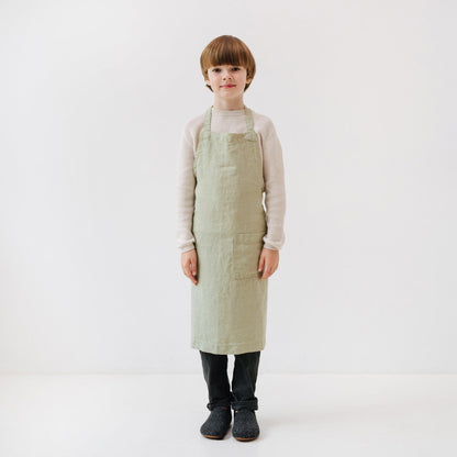 Linen Daily Apron for Kids - Sage