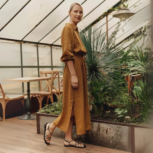Linen Rhapsody Dress - Bronze