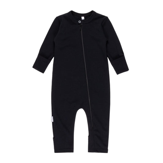 Merino Wool Baby Overall – Black