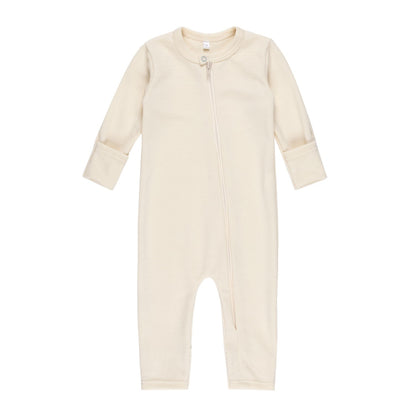 Merino Wool Baby Overall – White