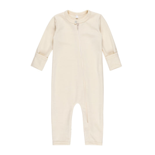 Merino Wool Baby Overall – White
