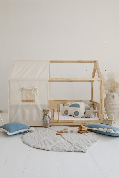 Organic Cotton and Linen Leaf Playmat - Sand
