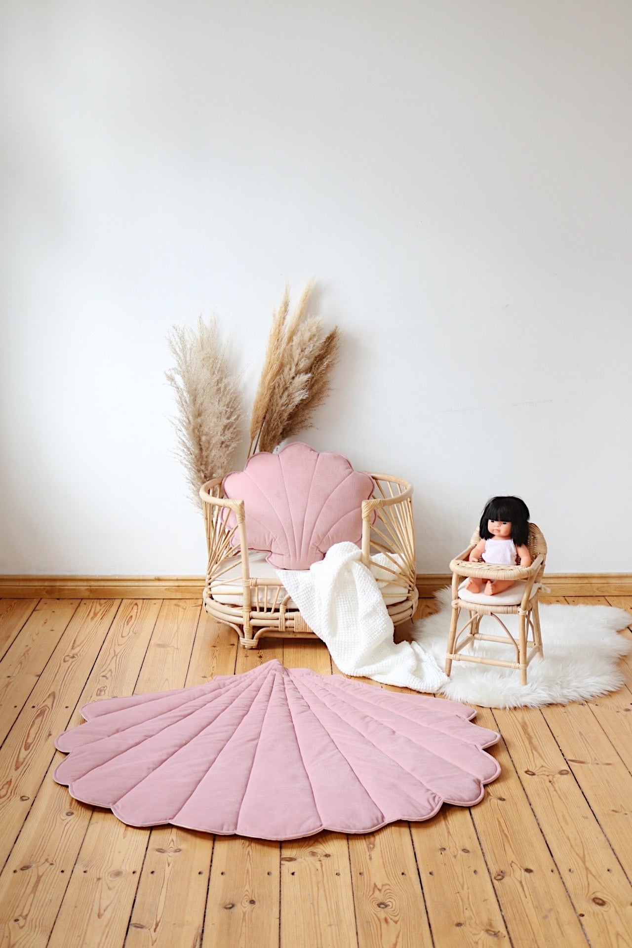 Organic Cotton and Velvet Shell Playmat - Powder Pink