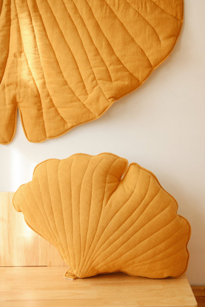 Organic Cotton and Linen Ginkgo Leaf Playmat - Mango