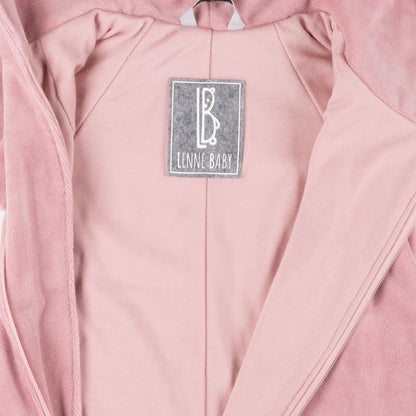Pink Velvet Baby Overall with Merino Wool Lining