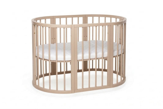 Round Baby Crib OLIN with Mattress - Cappuccino