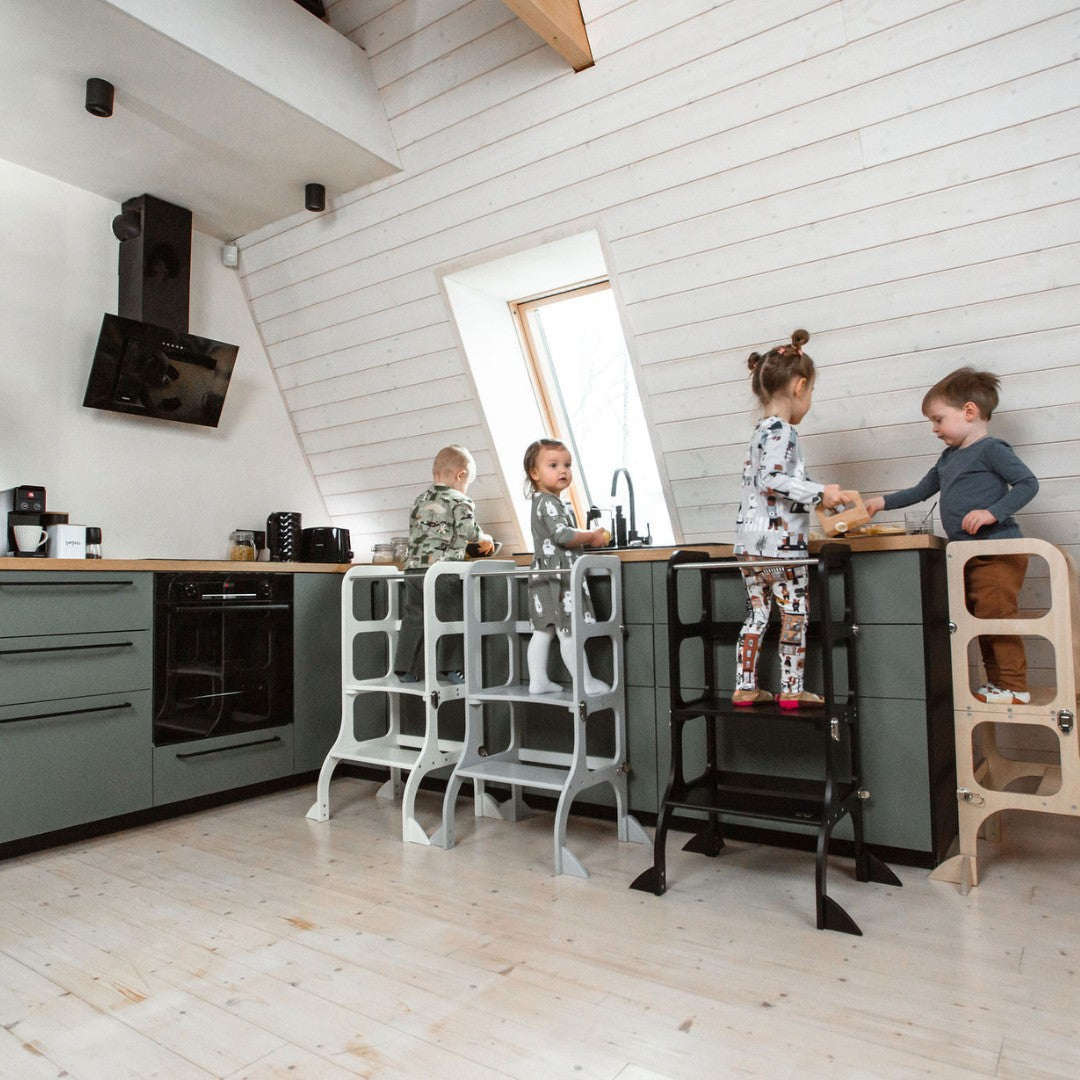 STEP'n'SIT® Convertible 2-in-1 Helper Tower/Table With Support Legs - Grey