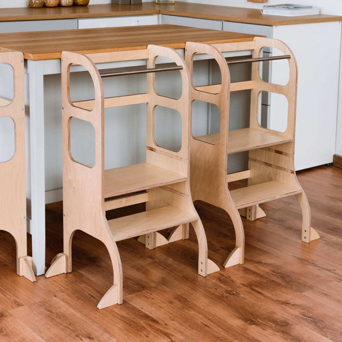 STEP'n'SIT® Convertible 2-in-1 Helper Tower/Table With Support Legs - Natural wood