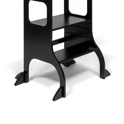 STEP UP Adjustable Height Helper Tower With Support Legs - Black