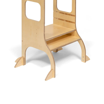 STEP UP Adjustable Height Helper Tower With Support Legs - Natural Wood