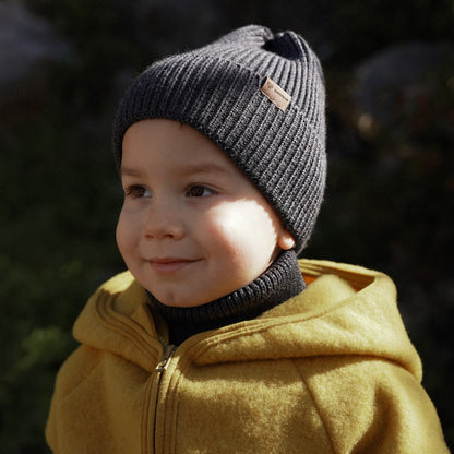 Winter Merino Wool Hat for Kids - Graphite