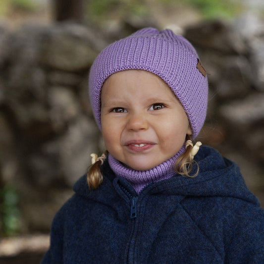 Winter Merino Wool Hat for Kids - Lavender