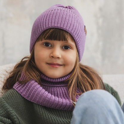 Winter Merino Wool Hat for Kids - Lilac