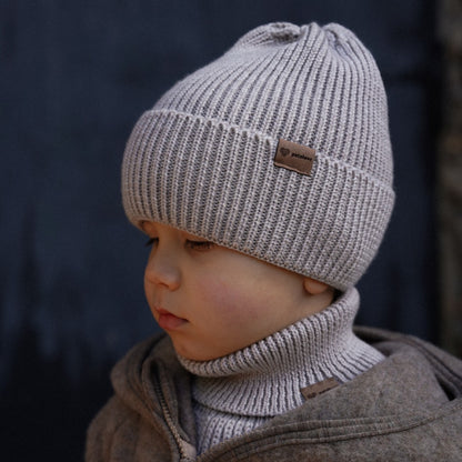Winter Merino Wool Hat for Kids - Oat