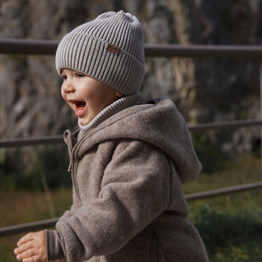 Winter Merino Wool Hat for Kids - Oat