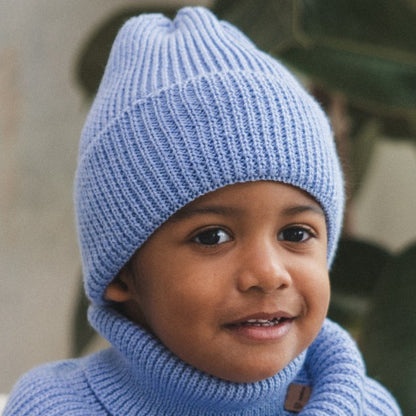 Winter Merino Wool Hat for Kids - Sky Blue