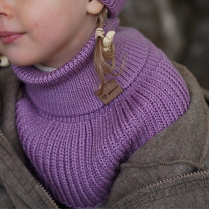 Winter Merino Wool Tube Scarf for Kids - Lilac