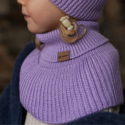 Winter Merino Wool Tube Scarf for Kids - Lilac