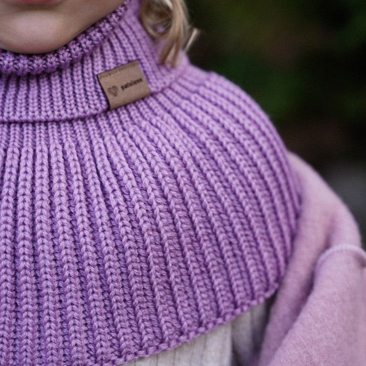 Winter Merino Wool Tube Scarf for Kids - Lilac